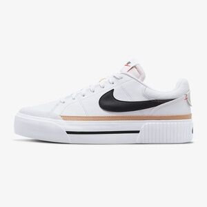Nike Women’s White Sneakers with Black Swoosh and Beige Accent